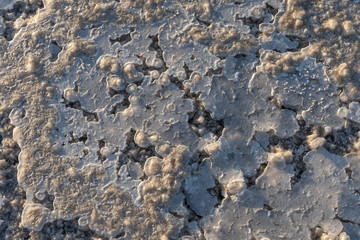 Close up of salt of the salt plains of Asale Lake in the Danakil Depression in Ethiopia, Africa