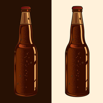 Bottle of beer. Original vector illustration in vintage style. Design element.