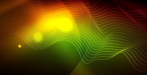 Color neon lights with waves abstract background