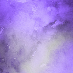 Violet ink and watercolor textures on white paper background. Paint leaks and ombre effects. Hand painted abstract image.