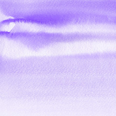 Violet ink and watercolor textures on white paper background. Paint leaks and ombre effects. Hand painted abstract image.