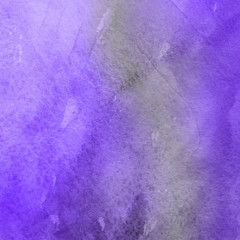 Violet ink and watercolor textures on white paper background. Paint leaks and ombre effects. Hand painted abstract image.