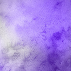 Violet ink and watercolor textures on white paper background. Paint leaks and ombre effects. Hand painted abstract image.