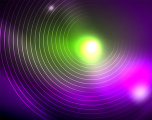 Neon circles abstract background