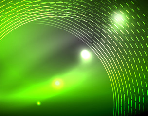 Obraz premium Dark space with neon color glowing lights abstract background