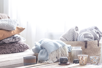still life with home decor elements on the table