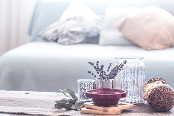 still life details of a cozy home interior .Living room decoration.
