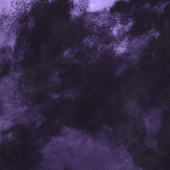 Violet ink and watercolor textures on white paper background. Paint leaks and ombre effects. Hand painted abstract image.