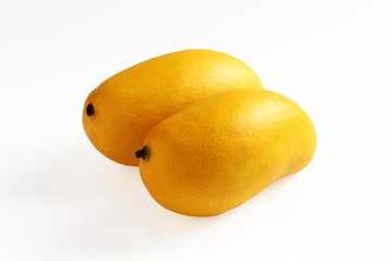 ripe yellow mango in white background
