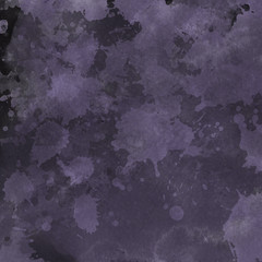 Violet ink and watercolor textures on white paper background. Paint leaks and ombre effects. Hand painted abstract image.