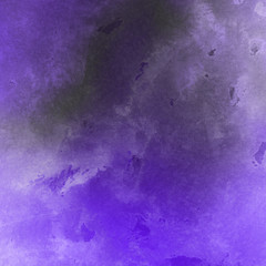 Violet ink and watercolor textures on white paper background. Paint leaks and ombre effects. Hand painted abstract image.