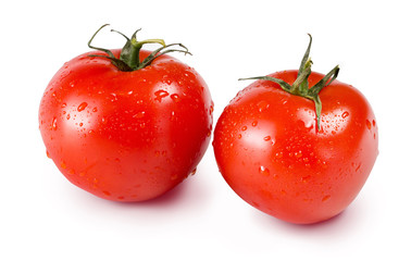 Fresh Tomatoes isolated on white. Full depth of field.