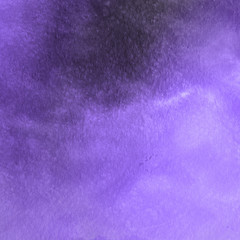 Violet ink and watercolor textures on white paper background. Paint leaks and ombre effects. Hand painted abstract image.