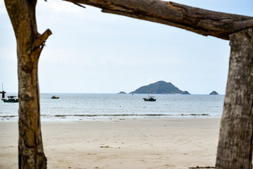wooden frame at beach on con dao island, vietnam - 265477687
