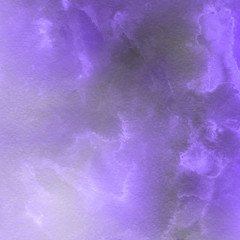 Violet ink and watercolor textures on white paper background. Paint leaks and ombre effects. Hand painted abstract image.
