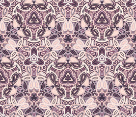 Kaleidoscope seamless pattern, background. Abstract shapes. Useful as design element for texture and artistic compositions.