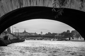 Stone bridges over the river Seine in central Paris, France.