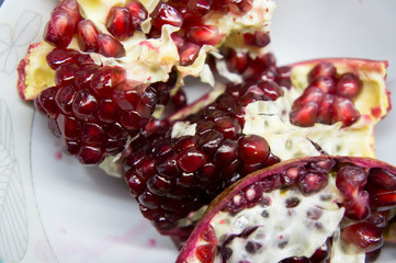 juicy red pomegranate grains