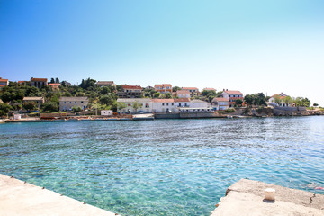 Lun village harbor, in Pag Island, Croatia