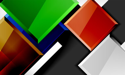 Bright colorful square shape blocks geometrical background