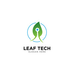 Leaf Tech logo template, vector illustration - Vector
