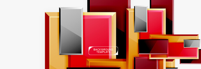 Geometrical design squares abstract banner, glossy shiny effects