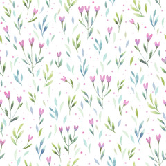 Watercolor floral pattern, delicate flower wallpaper