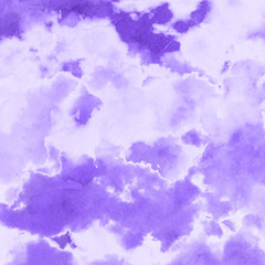 Violet ink and watercolor textures on white paper background. Paint leaks and ombre effects. Hand painted abstract image.