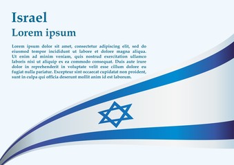 Flag of Israel, the State of Israel, a template for congratulations, design awards, an official document with the flag of Israel. Bright, colorful vector illustration
