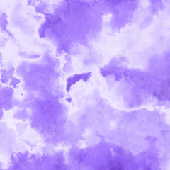 Fototapeta premium Violet ink and watercolor textures on white paper background. Paint leaks and ombre effects. Hand painted abstract image.
