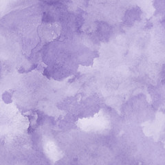 Violet ink and watercolor textures on white paper background. Paint leaks and ombre effects. Hand painted abstract image.