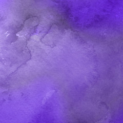 Violet ink and watercolor textures on white paper background. Paint leaks and ombre effects. Hand painted abstract image.