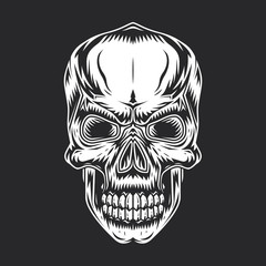 Original vector illustration in vintage style. Stylized monochrome skull