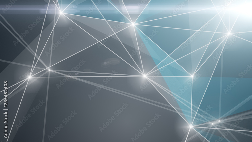Poster blockchain network - abstract connected dots on bright blue background. internet connection, abstrac