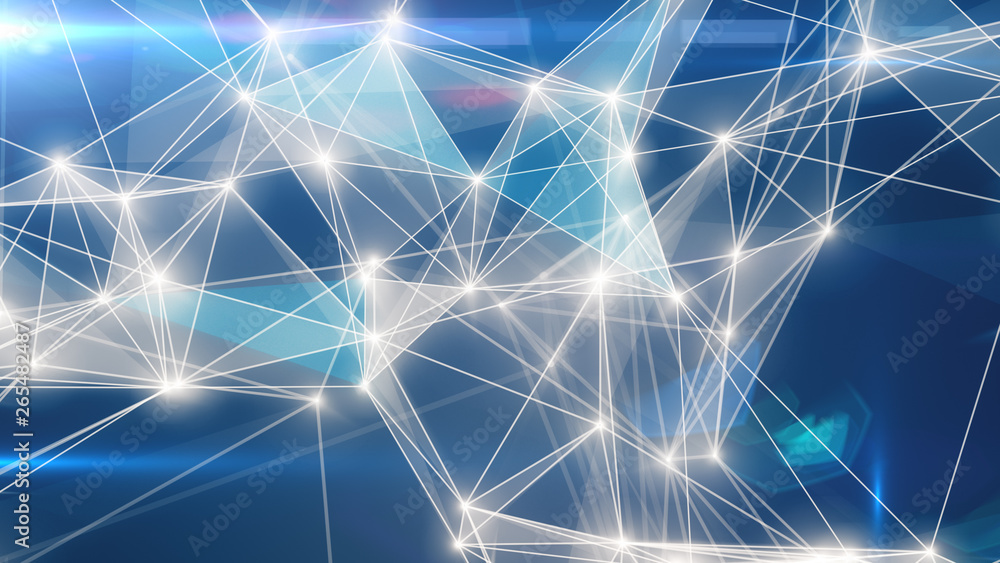 Poster ai artificial intelligence, digital lines and luminous dots creating the structure of the human brai
