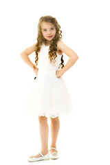 Beautiful school girl with long silky hair.