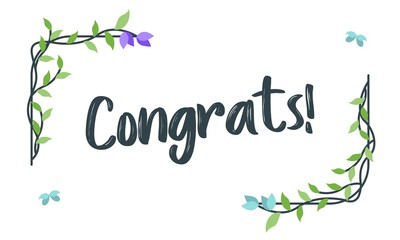 Congrats, Congratulations Typography With Floral frame, vector for greeting