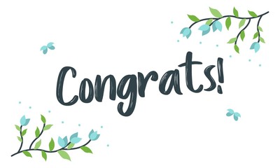 Congrats, Congratulations Typography With Floral frame, vector for greeting