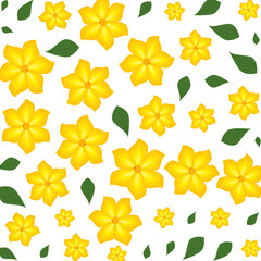beautiful flowers with leafs pattern background