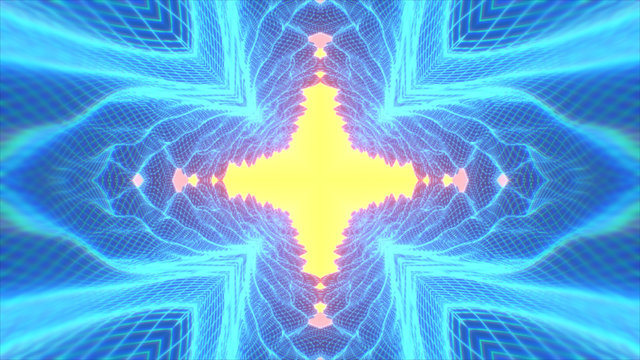 Retro futuristic flight over grid, seamless background 80s retro fantasy. 3d illustration