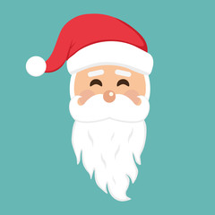 Santa Claus icon. Santa Claus face in flat design. Christmas card template. Colorful vector illustration.