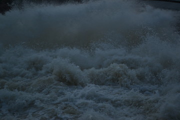 water breaking on the rocks