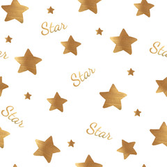 pattern of gold stars with the inscription star on a white background. raster illustration