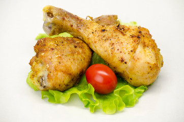 roasted chicken legs studio shot