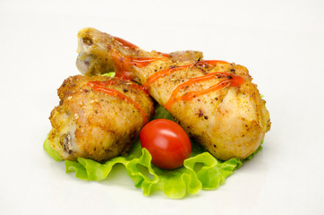 roasted chicken legs studio shot