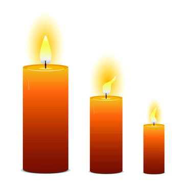 Stylish yellow candle vector design illustration isolated on background