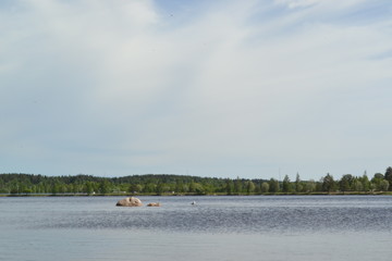 landscape with river and clouds