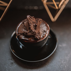 Chocolate ice cream in coffee cup