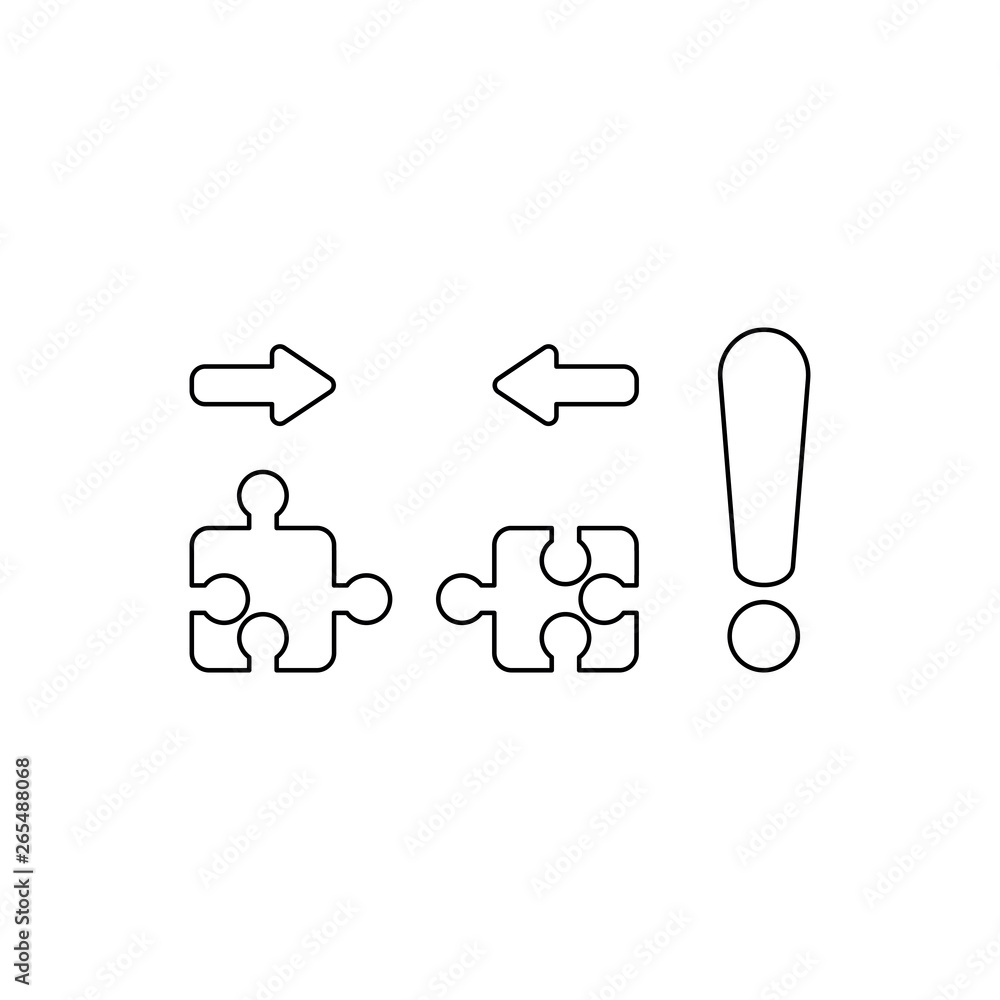 Poster vector icon concept of two pieces of jigsaw puzzle pieces that are incompatible with each other and 