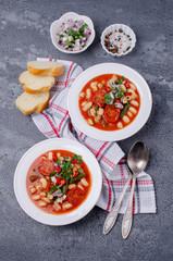 Thick vegetable soup with pasta